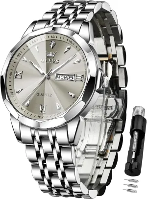 Dress Diamond Watches Stainless Steel Waterproof Moon Phase expedient cubic rancorous nap topsoil Calendar Man Watches OLEVS Watch for Men Analog Quartz Business 