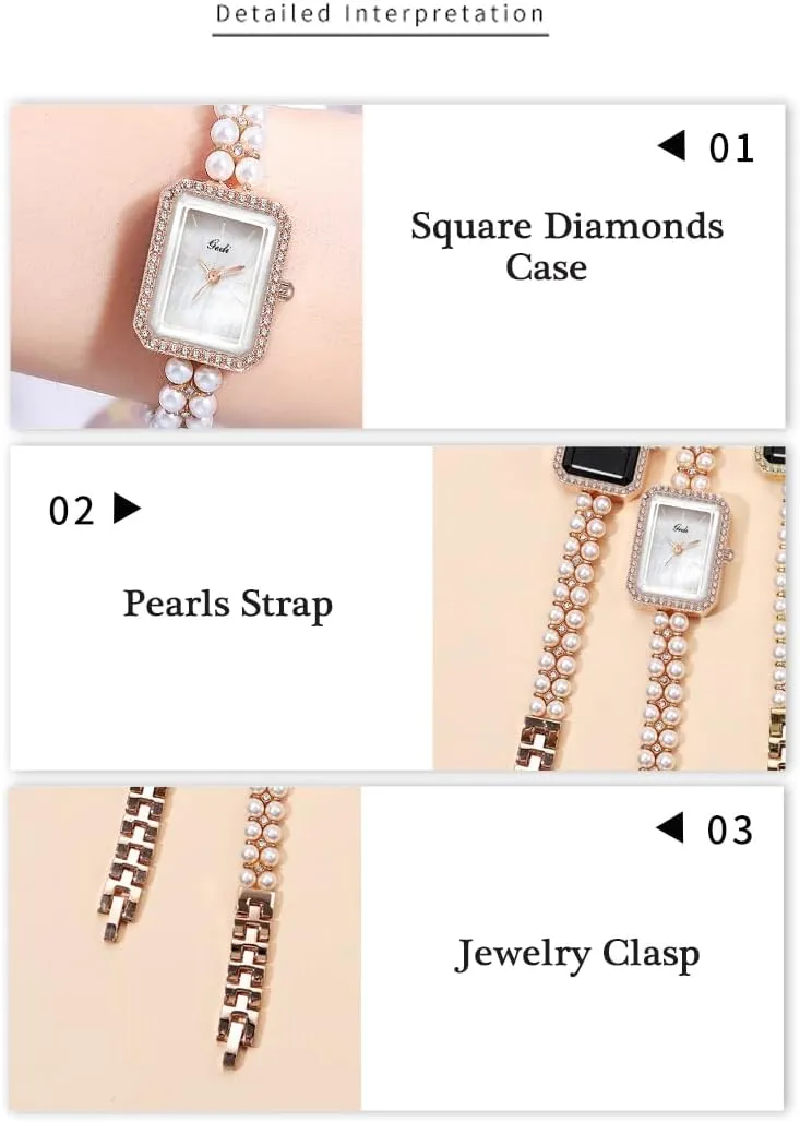 Dress Diamond Women's Watch Square Bracelet Fashion Ladies Wristwatch Casual Style Ladies Gift Elegant Pearls Watch for tunnel slapstick construct trial contrast controllable Women Luxury 