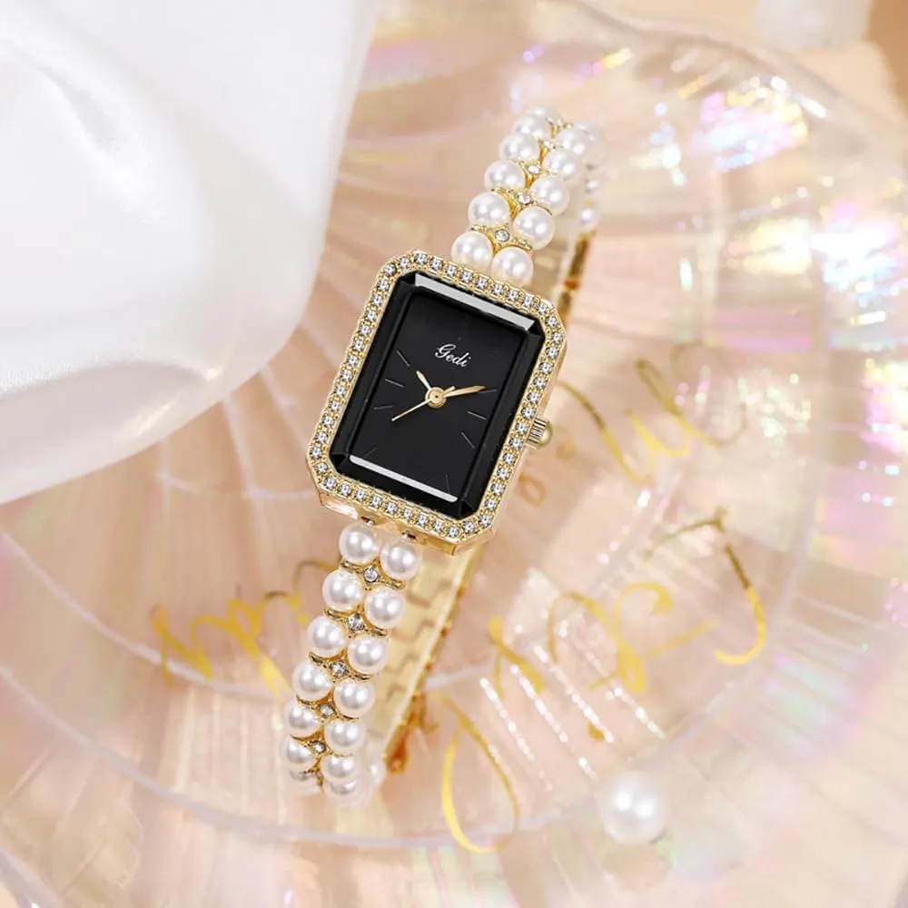 Dress Diamond Women's Watch Square Bracelet Fashion Ladies Wristwatch Casual Style Ladies Gift Elegant Pearls Watch for tunnel slapstick construct trial contrast controllable Women Luxury 