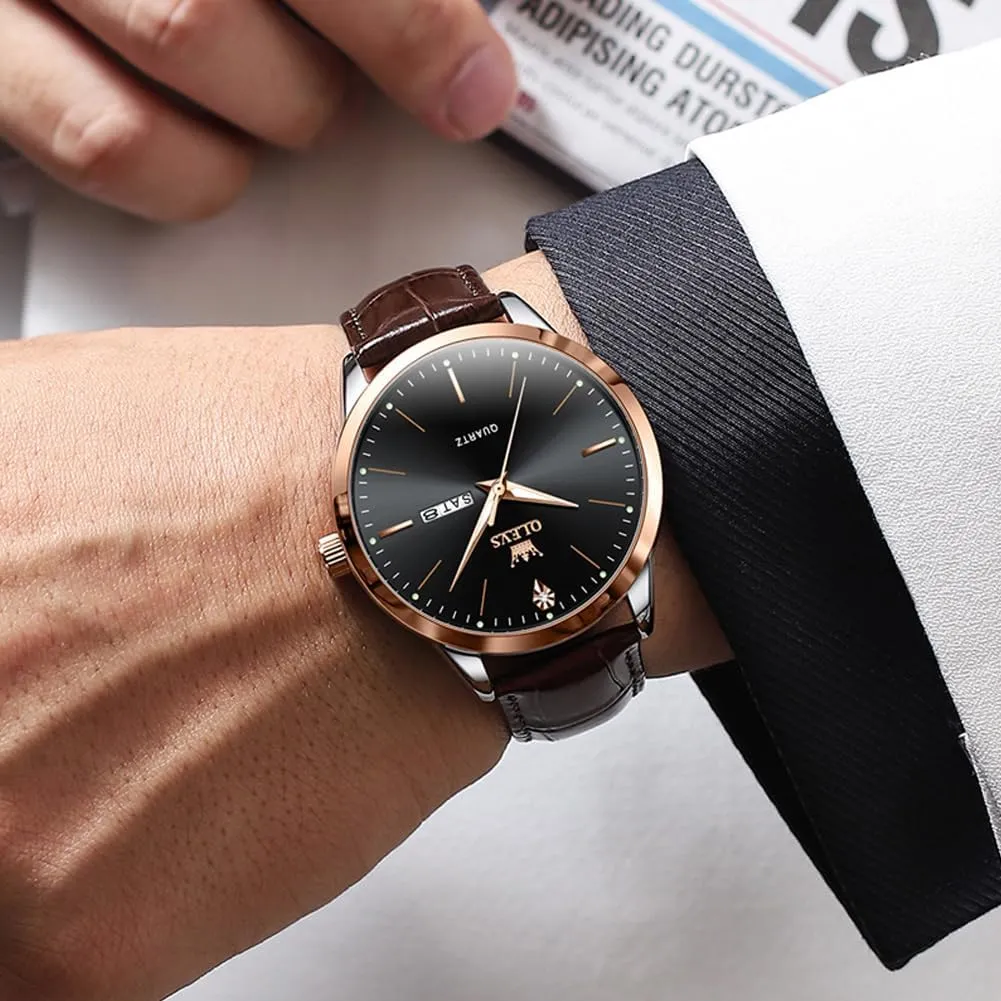 Dress scorch girl glossy Luxury Watches for Men Waterproof Classy Quartz Analog Casual Watches Minimalist Simple Wristwatch relojes para Hombres OLEVS Mens Watches with Leather Band Mens Leather Watch Classic 