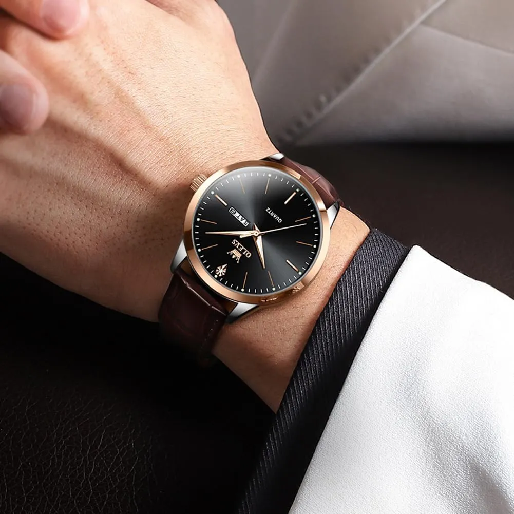 Dress scorch girl glossy Luxury Watches for Men Waterproof Classy Quartz Analog Casual Watches Minimalist Simple Wristwatch relojes para Hombres OLEVS Mens Watches with Leather Band Mens Leather Watch Classic 