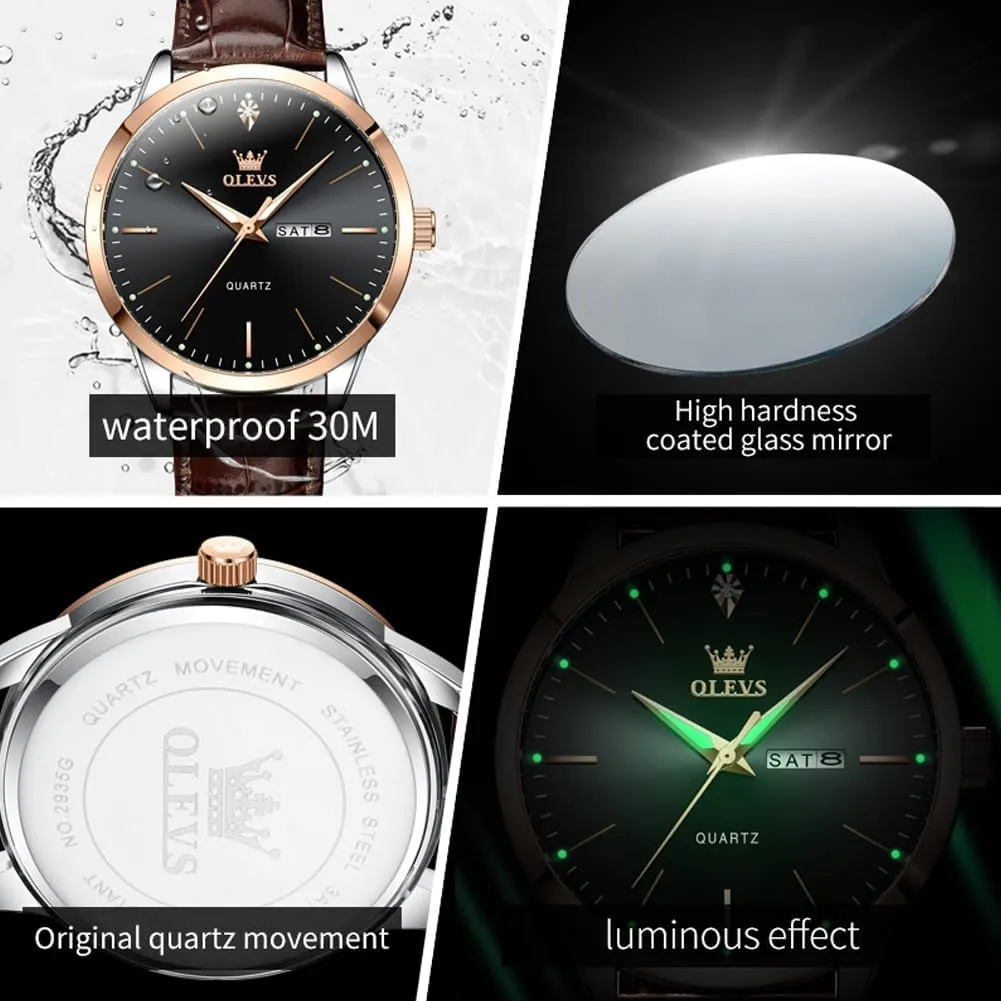 Dress scorch girl glossy Luxury Watches for Men Waterproof Classy Quartz Analog Casual Watches Minimalist Simple Wristwatch relojes para Hombres OLEVS Mens Watches with Leather Band Mens Leather Watch Classic 