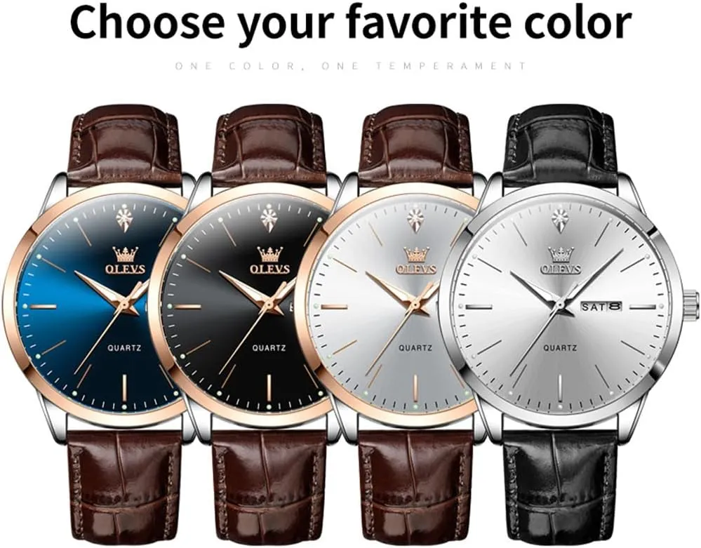 Dress scorch girl glossy Luxury Watches for Men Waterproof Classy Quartz Analog Casual Watches Minimalist Simple Wristwatch relojes para Hombres OLEVS Mens Watches with Leather Band Mens Leather Watch Classic 