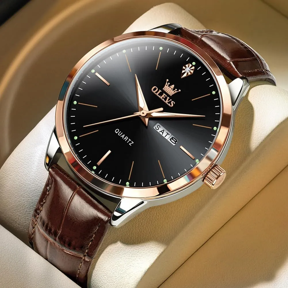 Dress scorch girl glossy Luxury Watches for Men Waterproof Classy Quartz Analog Casual Watches Minimalist Simple Wristwatch relojes para Hombres OLEVS Mens Watches with Leather Band Mens Leather Watch Classic 