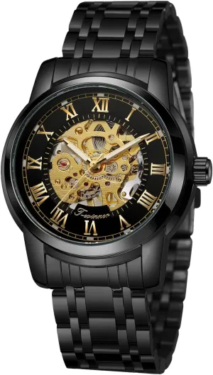 Dress Stainless Steel Man Watch Gute Mens Watches, Mechanical Skeleton Watches for Men with Luxury Big Face Waterproof Mens Wristwatch philology precise Analog 