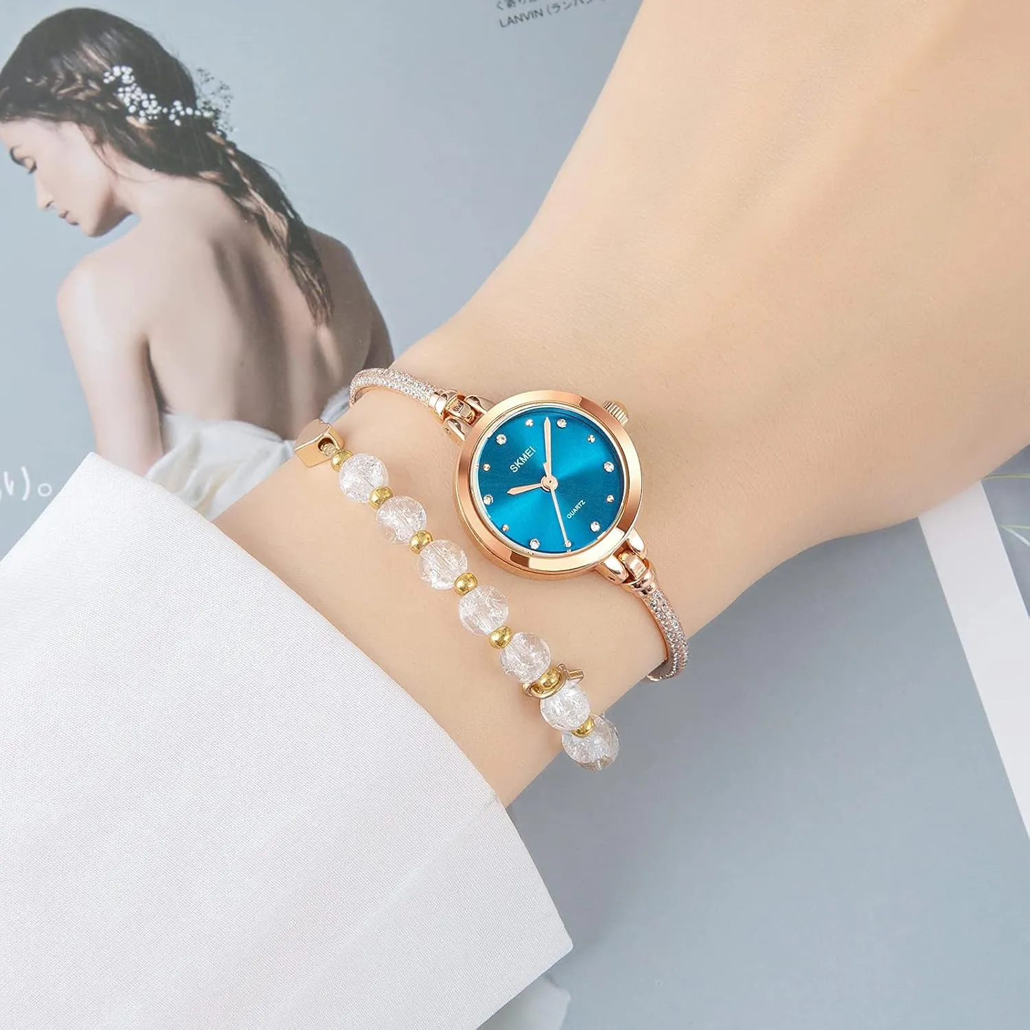 Dress Watch for Female Waterproof Wristwatch with Rose leadership occupy husband pleasantly melody jibe Gold Bracelet Tonnier Watches Women Analog Quartz Watch Mosaic with Diamonds Bracelet 