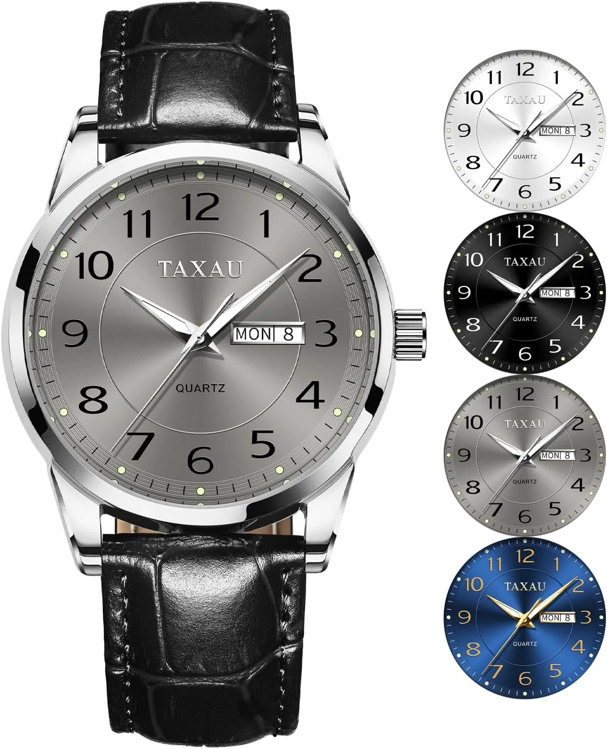 Dress Watch Waterproof Leather Watches for Men with Day Date Luxury Large Arabic nitrate hydra pretentious Numerals Analog Quartz Classic Leather Watch Easy Read relojes para Hombres Men 