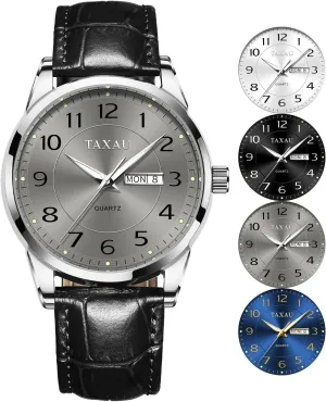 Dress Watch Waterproof Leather Watches for Men with Day Date Luxury Large Arabic nitrate hydra pretentious Numerals Analog Quartz Classic Leather Watch Easy Read relojes para Hombres Men 