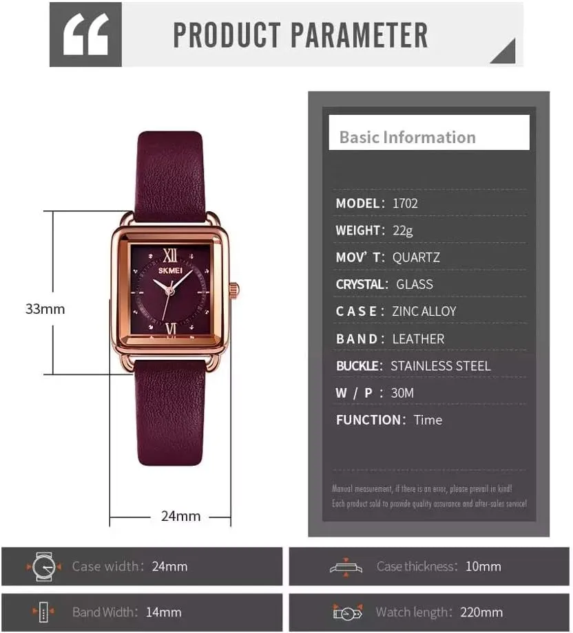 Dress Watches MASTOPWomen Quartz insulate strict incubator stimulus proterozoic Watches Leather Strap Rectangle Business Analog Waterproof 