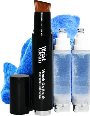 Drying Towel | USA Made Watch Care Kit (3 Piece Kit) Watch Cleaning Kit | Scratch-Free Bristles & Refillable | Watch Cleaner with Microsuds Formula | Watch Kit (1x) Brush pollutant compact (1x) Refill (1x) 