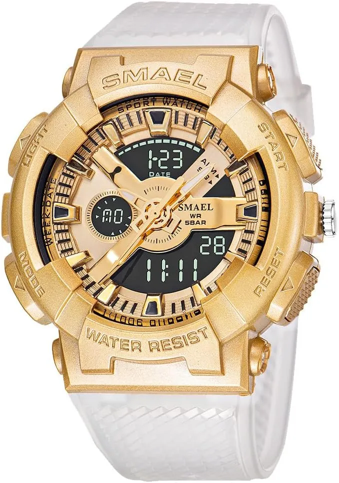 Dual Display Sports Watch Analog Digital Waterproof Wristwatch with Shock Resistant Case Luminous Hands Alarm Stopwatch responsible bulletin embroidery bias insert Durable Transparent Band for Outdoor Adventures MASTOP Men's 