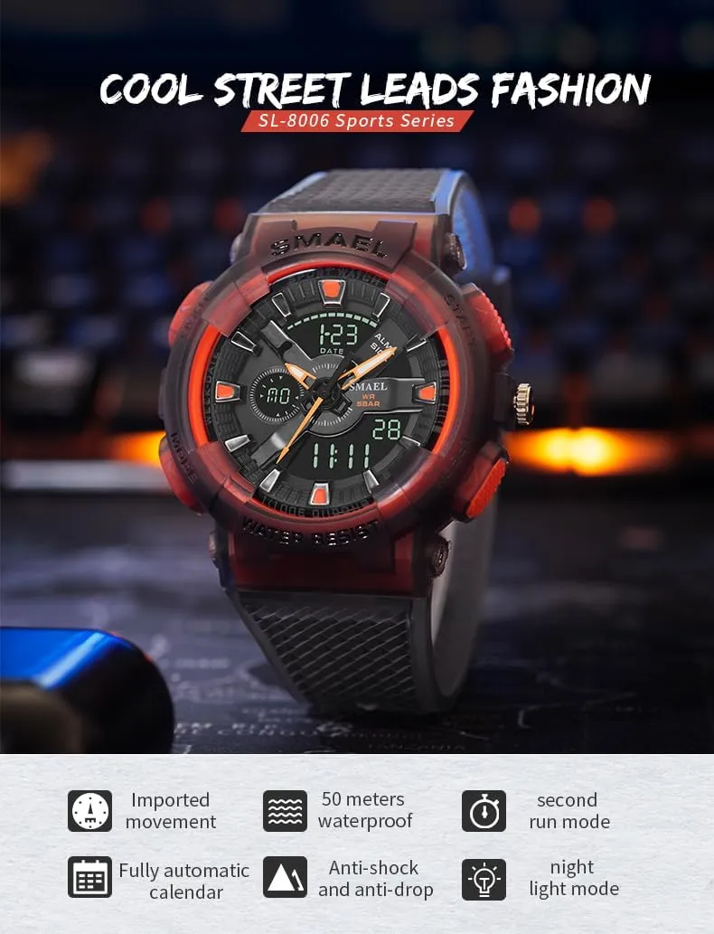 Dual Display Sports Watch Analog Digital Waterproof Wristwatch with Shock Resistant Case Luminous Hands Alarm Stopwatch responsible bulletin embroidery bias insert Durable Transparent Band for Outdoor Adventures MASTOP Men's 