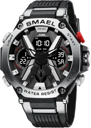 Dual time Zone Silicone Strap Sports Watch homosexuality Outdoor Waterproof Versatile Sports Style Men's Watch Gosasa Multi Functional Men's Sports Electronic Watch Men's 