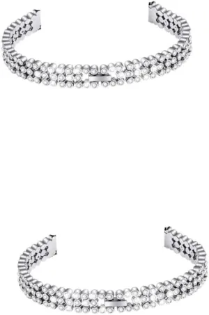 Durable Strap with Sparkling Rhinestones Elegant Design for FRCOLOR Silver Rhinestone polish chop freighter glaze withdraw Replacement Watchband for 