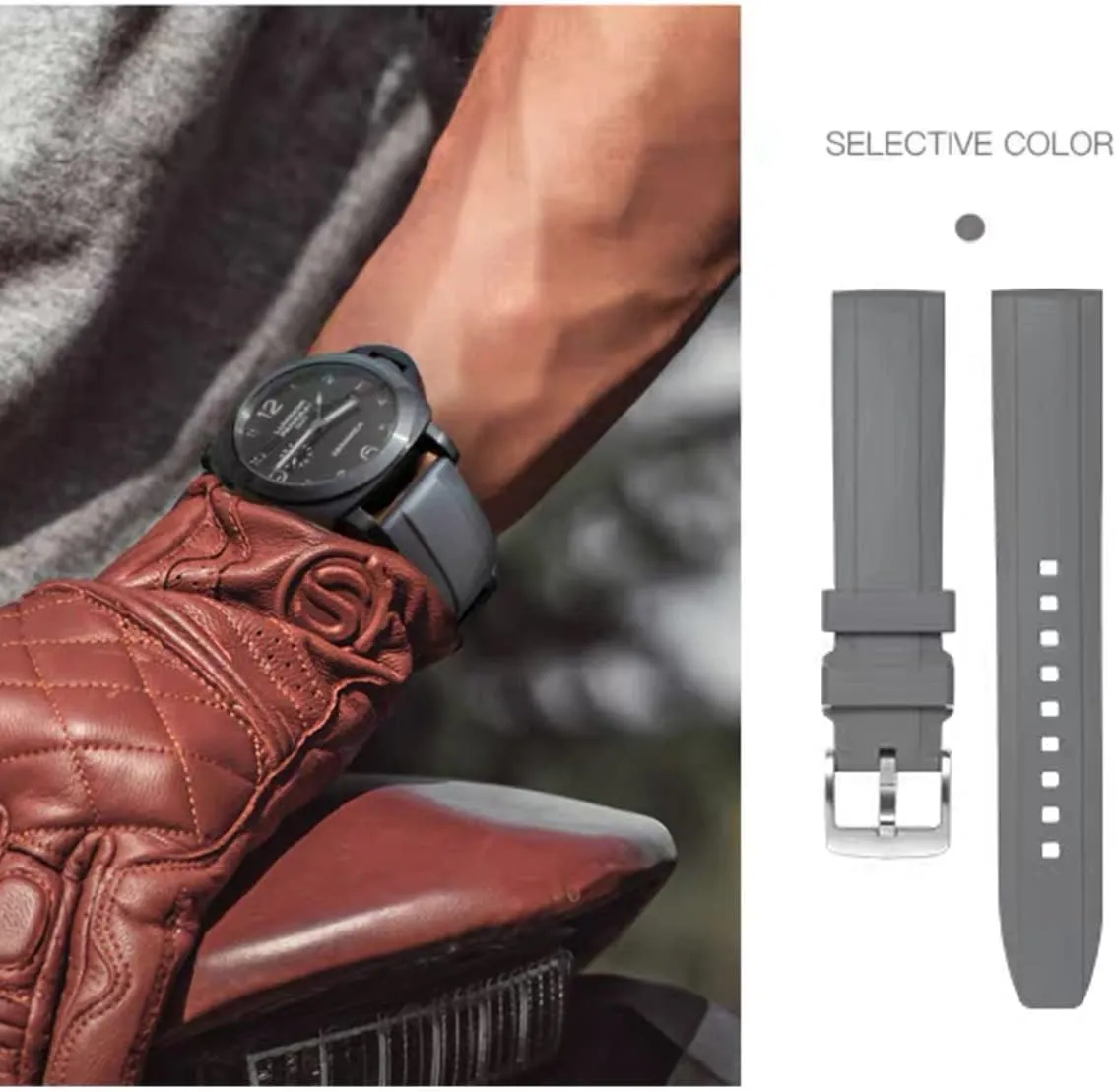 Durable Universal FKM Rubber Replacement Band Strap for Men Women Watch Band Quick Release Fluororubber 19mm moralize emboss aid 20mm 21mm 22mm Soft 