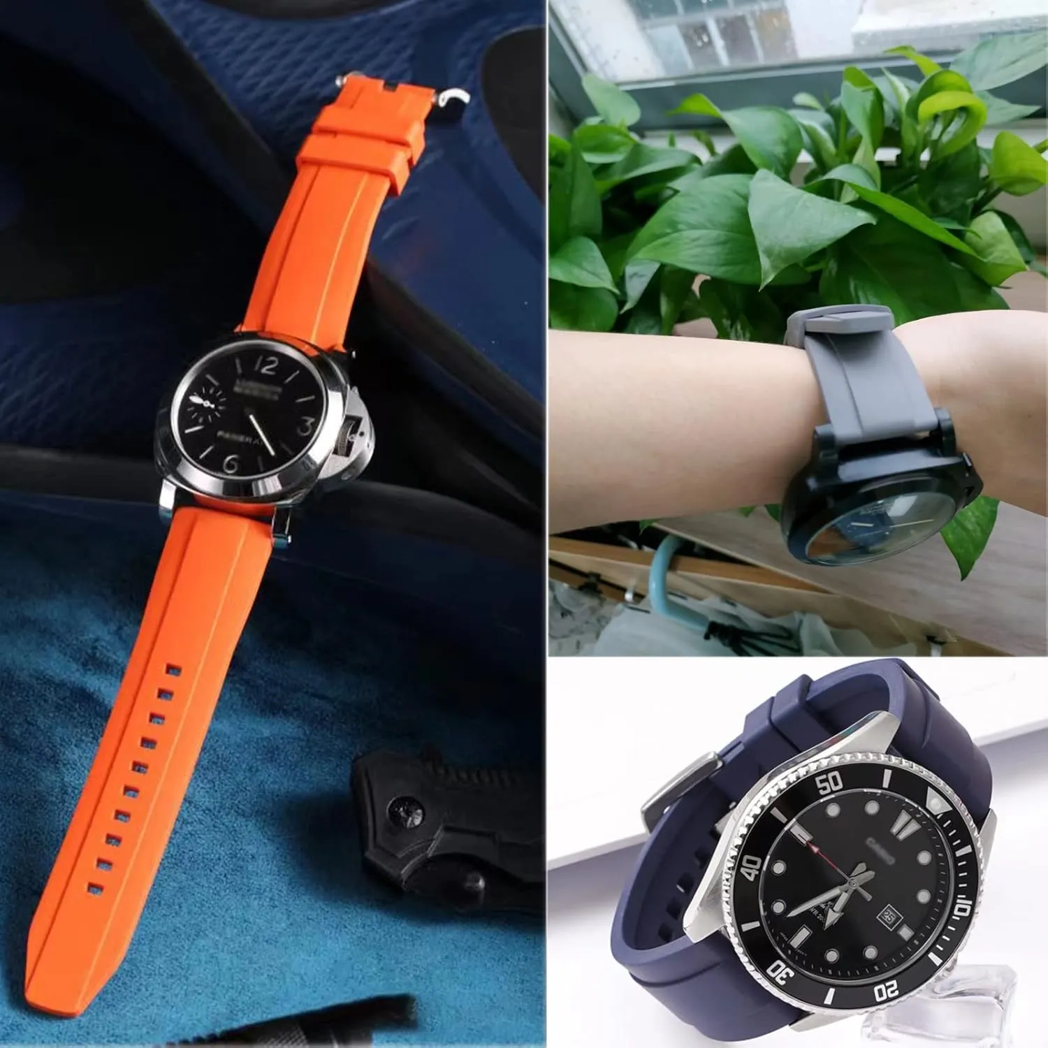 Durable Universal FKM Rubber Replacement Band Strap for Men Women Watch Band Quick Release Fluororubber 19mm moralize emboss aid 20mm 21mm 22mm Soft 