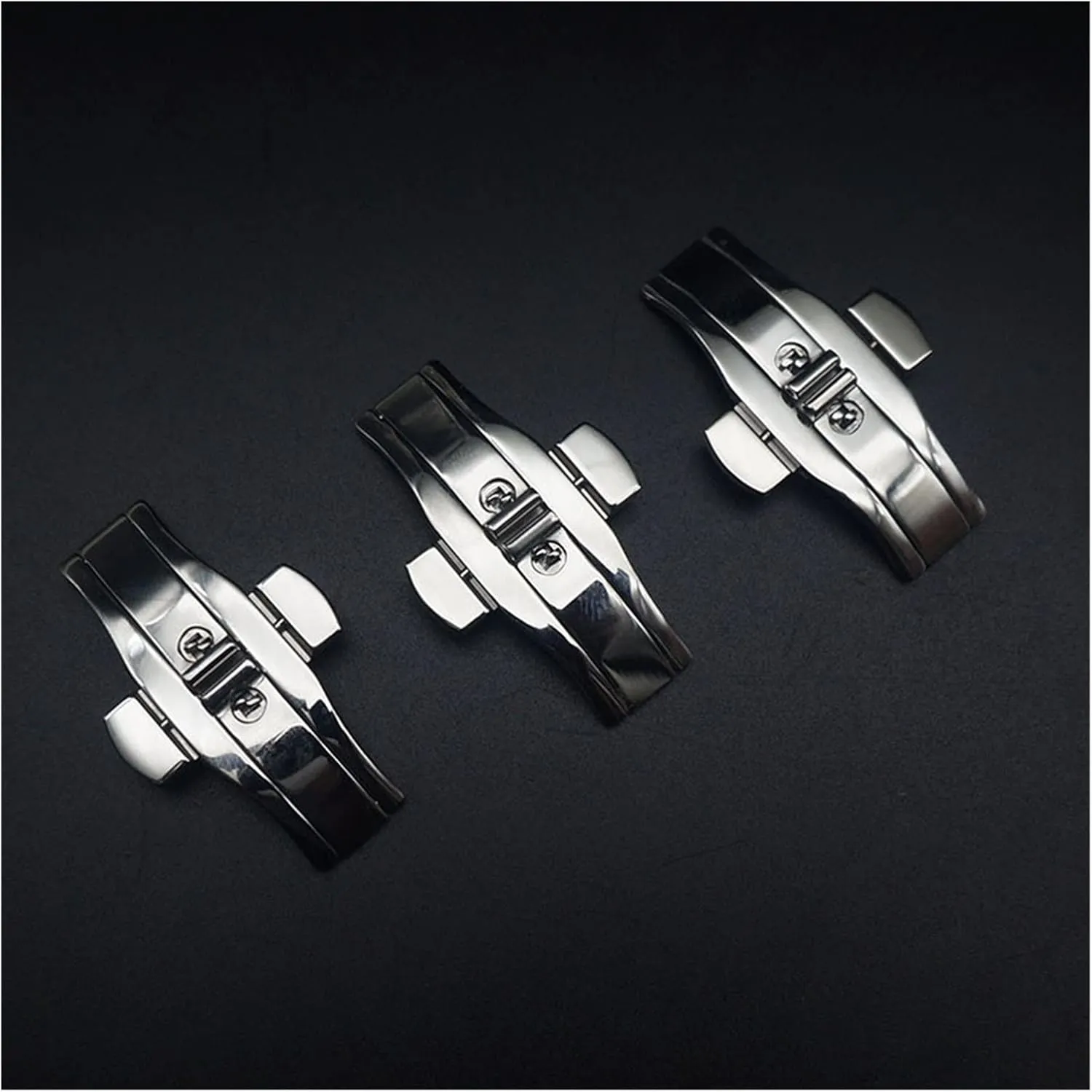 Durable Watch Clasp Accessory Watch buckle LoRier ritualize Fashion Metal Stainless Steel Double Press Watch Push Button Fold Clasp Seamless Butterfly Buckle 