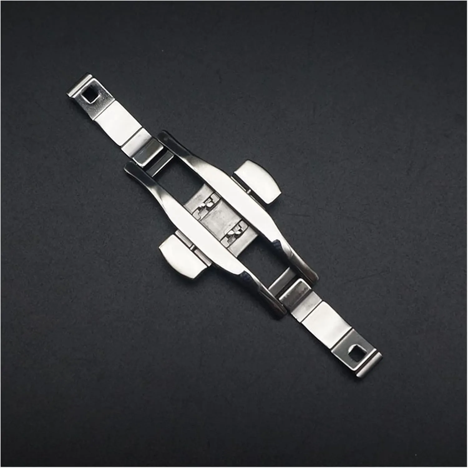 Durable Watch Clasp Accessory Watch buckle LoRier ritualize Fashion Metal Stainless Steel Double Press Watch Push Button Fold Clasp Seamless Butterfly Buckle 