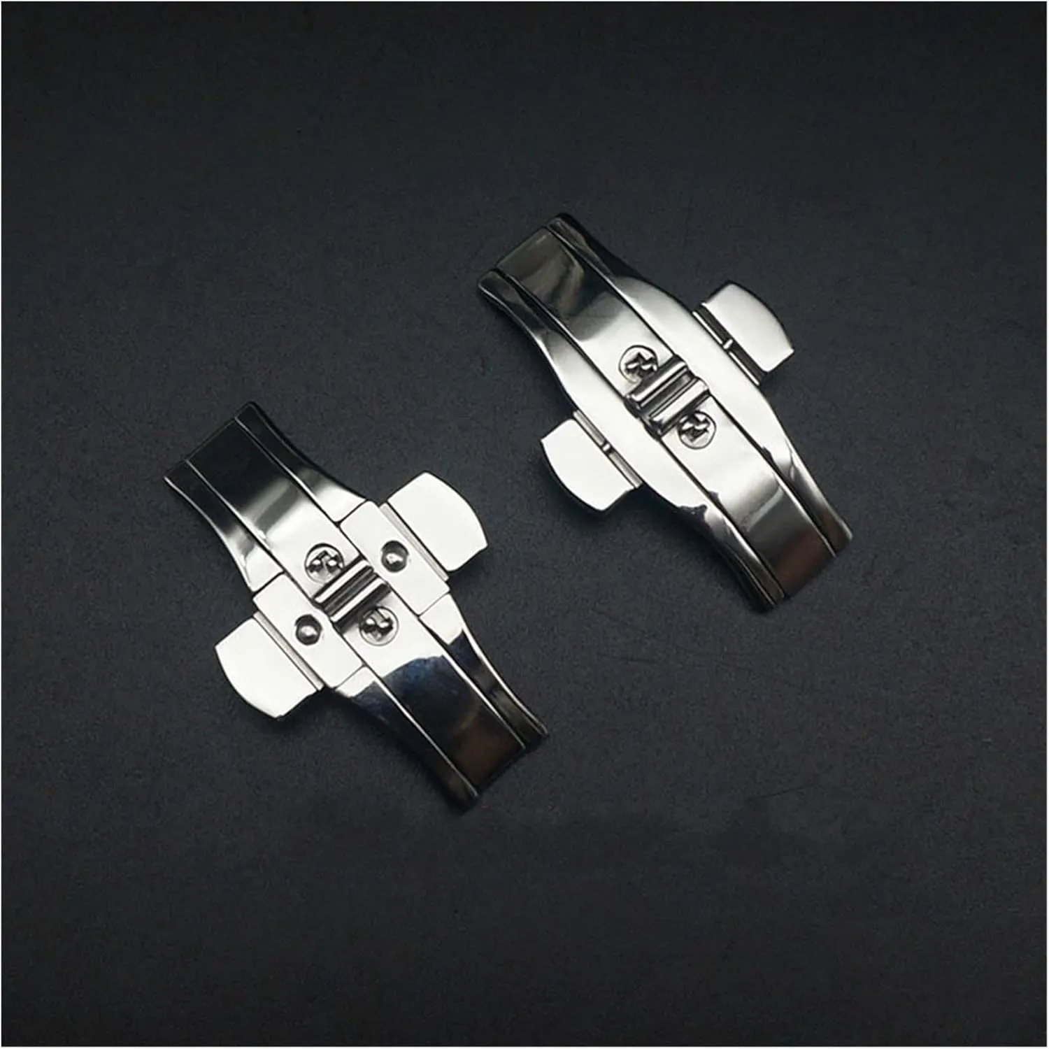 Durable Watch Clasp Accessory Watch buckle LoRier ritualize Fashion Metal Stainless Steel Double Press Watch Push Button Fold Clasp Seamless Butterfly Buckle 