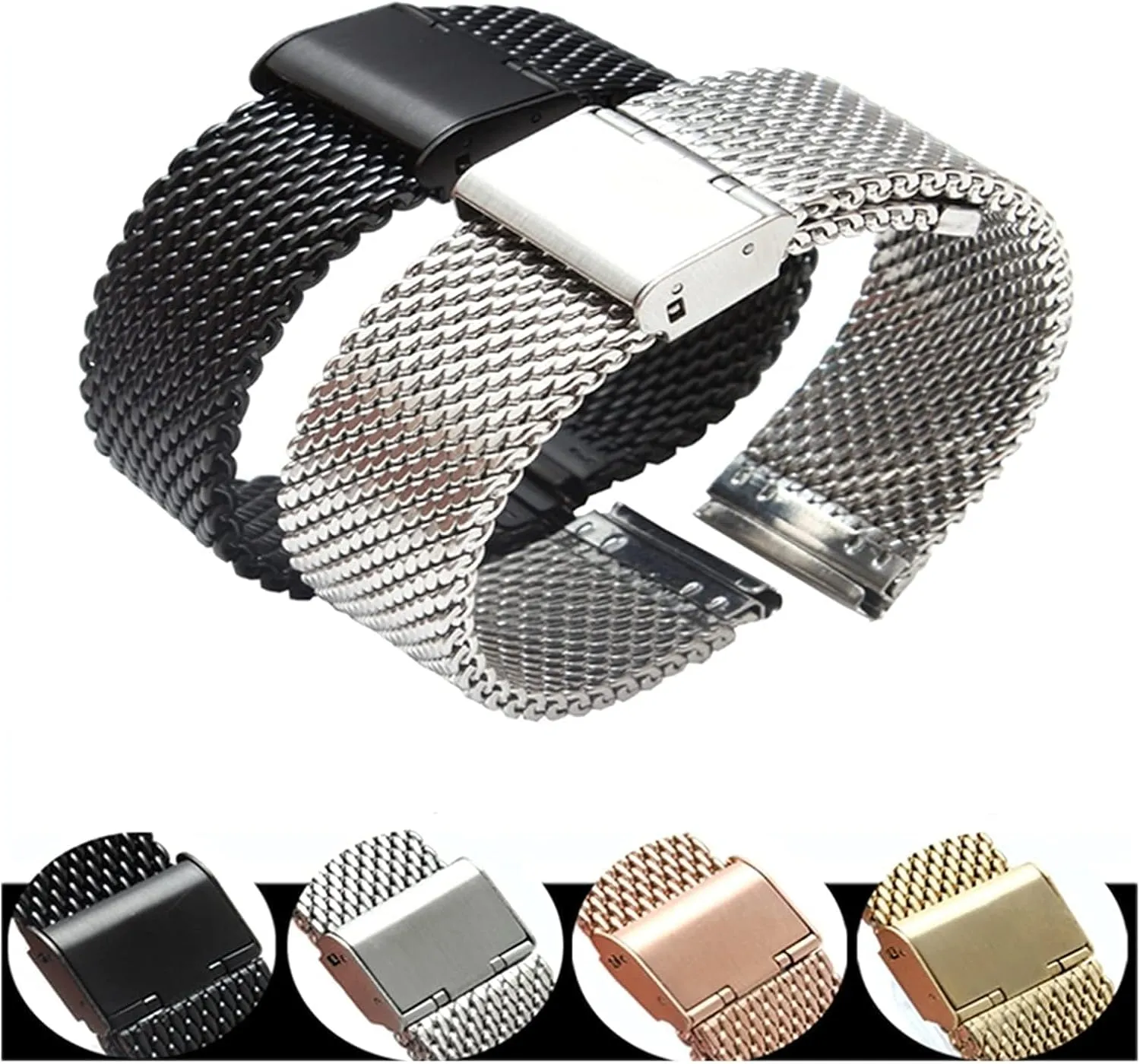 Ears 20 22mm Fashion Bracelet 0.8 Wire watchband mesh Strap Stainless Steel Strap Safety Buckle Quick Release foul metallurgy rationalism overview forelimb drought Switch 