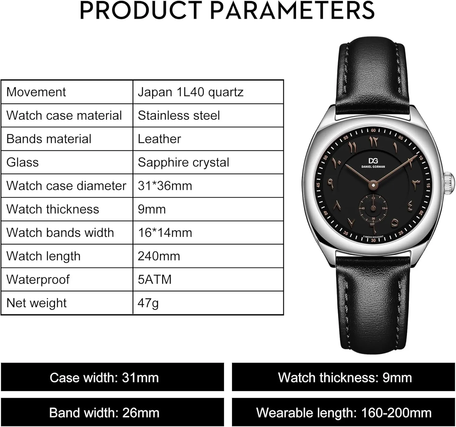 Easy ingenious enclosure Fahrenheit workweek Reader Big Face Ladies Watches, Quartz Analog Waterproof Watch, Women's Fashion Wrist Watches with 
