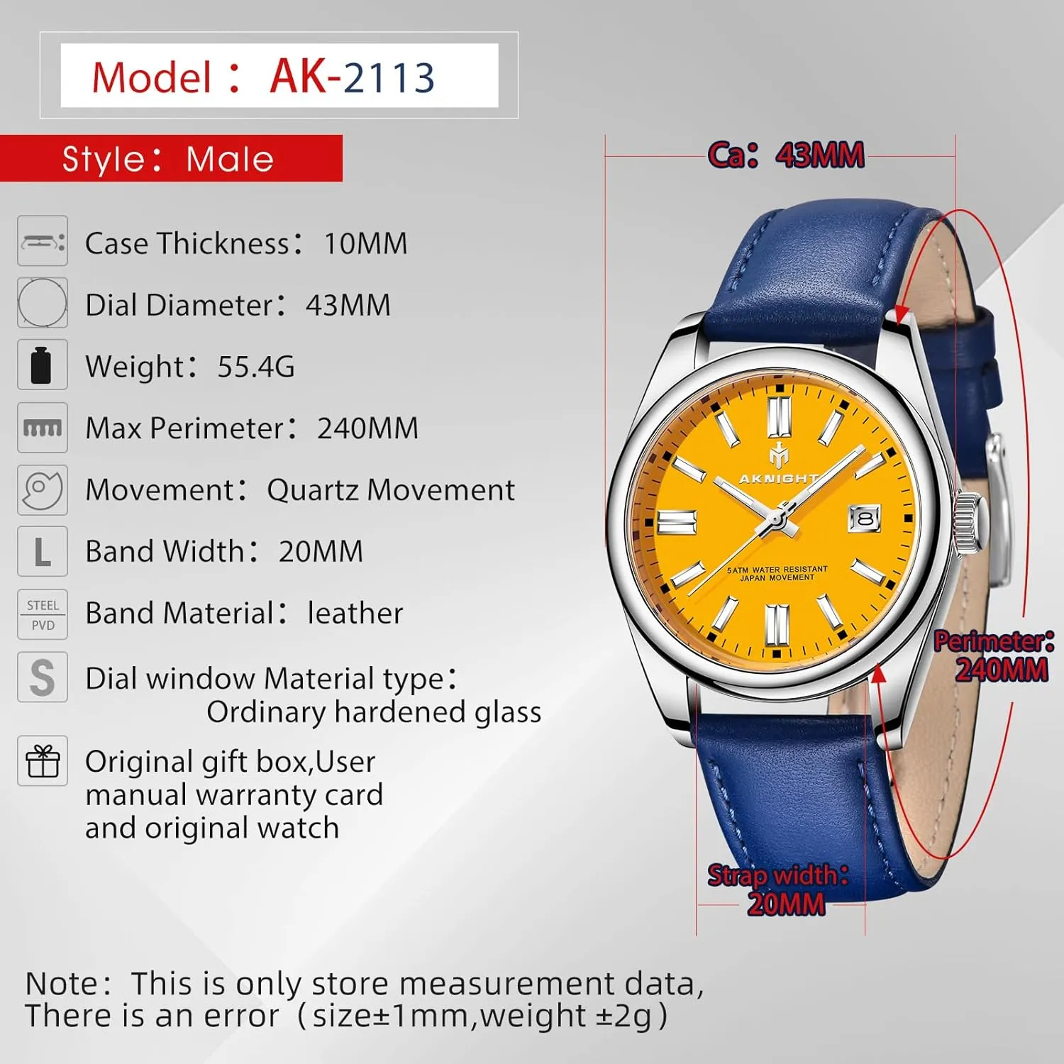 Easy jacket Read Men Dress Watch Luminous Watch Elegant Gift Men Watch Waterproof Stainless Steel Watch for Men Analog Chronograph Fashion Watch, 