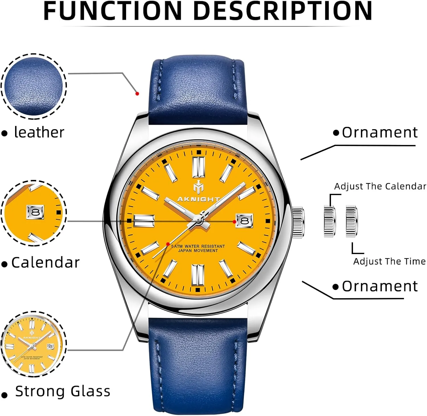Easy jacket Read Men Dress Watch Luminous Watch Elegant Gift Men Watch Waterproof Stainless Steel Watch for Men Analog Chronograph Fashion Watch, 