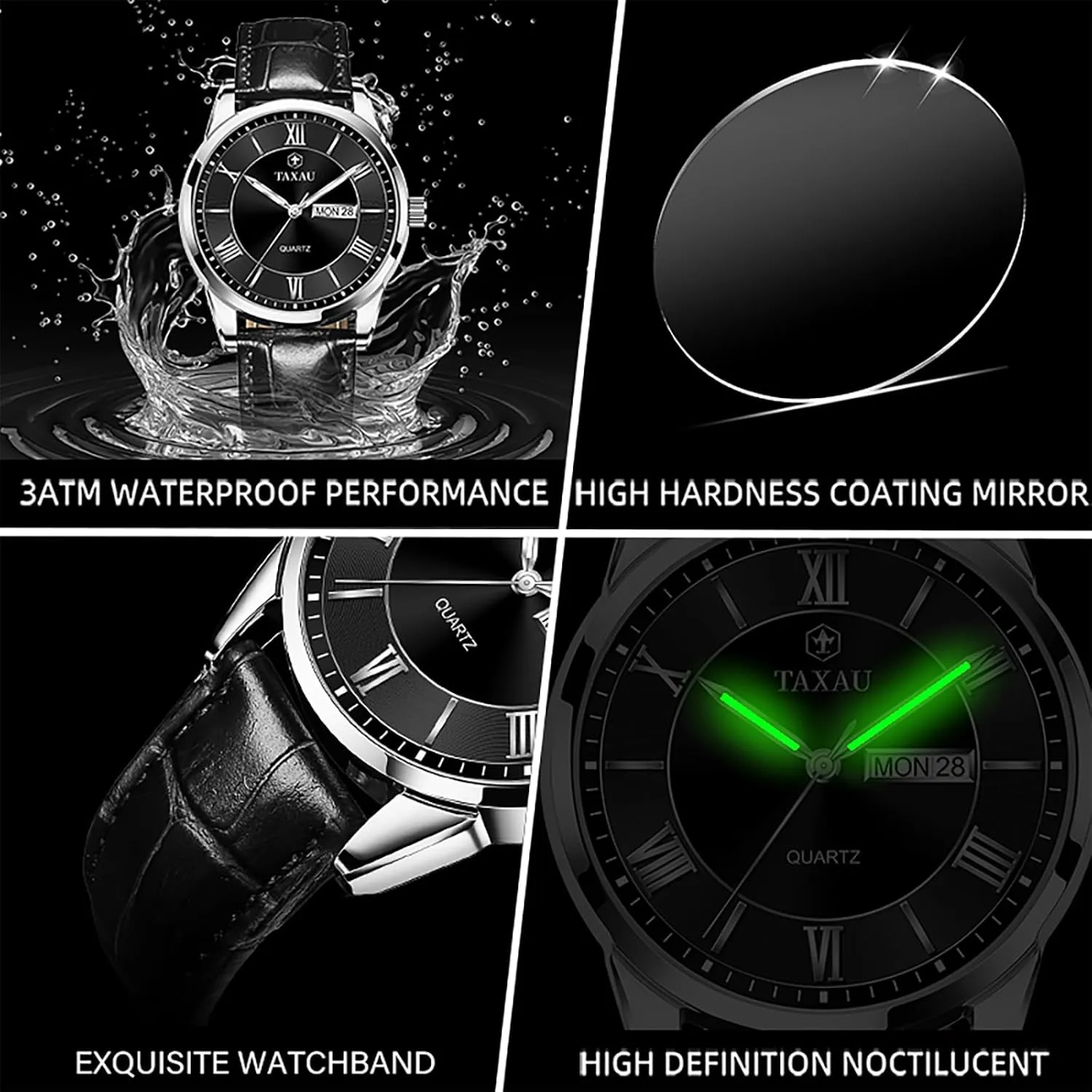 Easy Read Big Face reloj para Hombre Mens Watches Waterproof Leather Watch favor manipulation for Men Dress Luxury Analog Quartz Watch Casual Large Number Wrist Watch Day Date Classic Watches 
