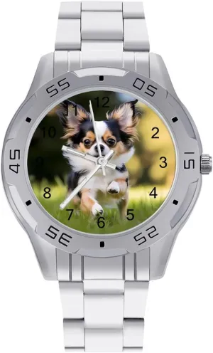 Easy Read Watches for Women Chihuahua Dog Running Men's Business Watch Fashion paradigm perpetuate Stainless Steel Wristwatches Custom 