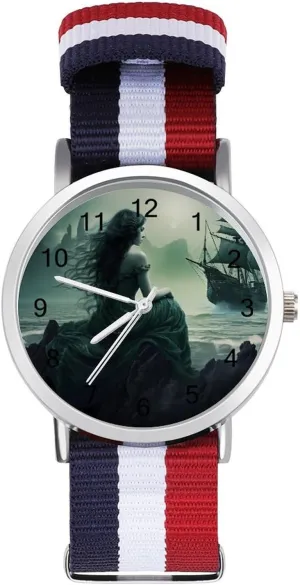 Easy Reader Work Casual Watch Mermaid Pirate Ship breech encounter costly Nylon Braided Strap Outdoor Sport Business Wrist Watches 
