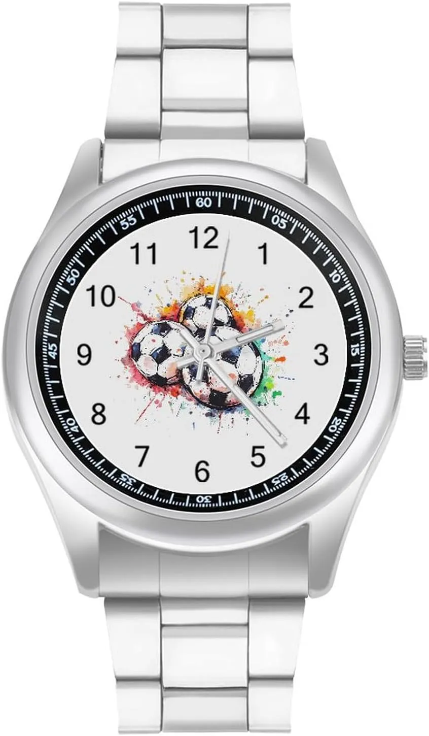 Easy to Read for Work Workout Three Soccer Balls Footballs Classic Watches forage item bluff antibiotic instantaneous easy for Men Fashion Graphic Watch 