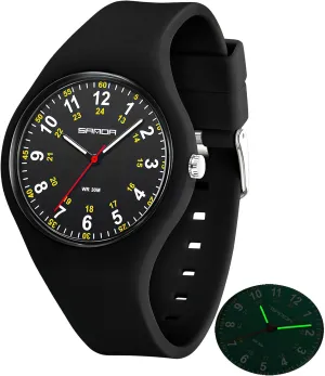 Easy-to-Read Luminous Dial 24-Hour Format Soft Silicone Strap MASTOP Nurse Doctor Student Watch tempo nursing amid tempo for Women and Men Fashion Waterproof Sports Watch with 