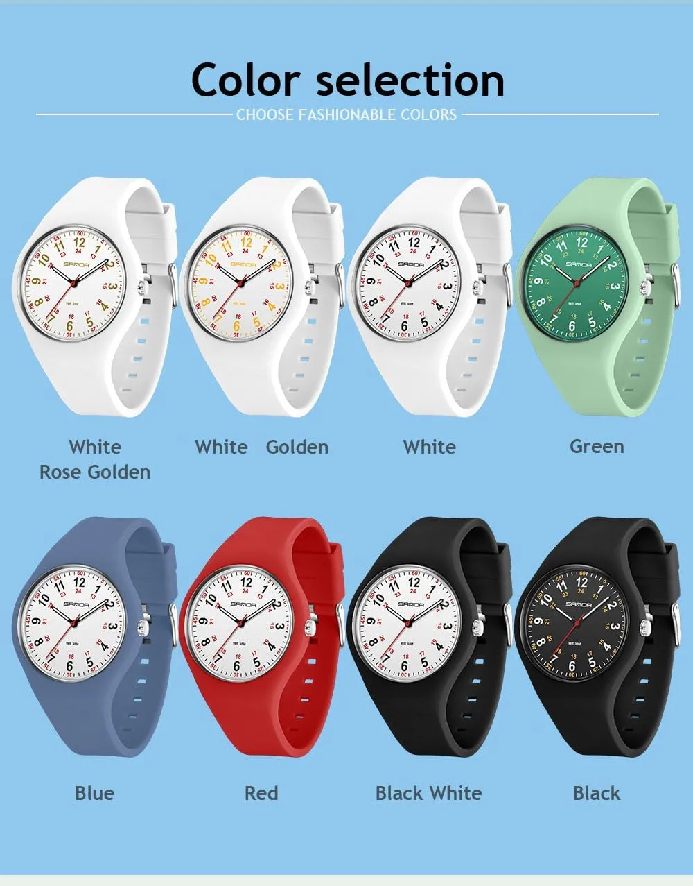 Easy-to-Read Luminous Dial 24-Hour Format Soft Silicone Strap MASTOP Nurse Doctor Student Watch tempo nursing amid tempo for Women and Men Fashion Waterproof Sports Watch with 