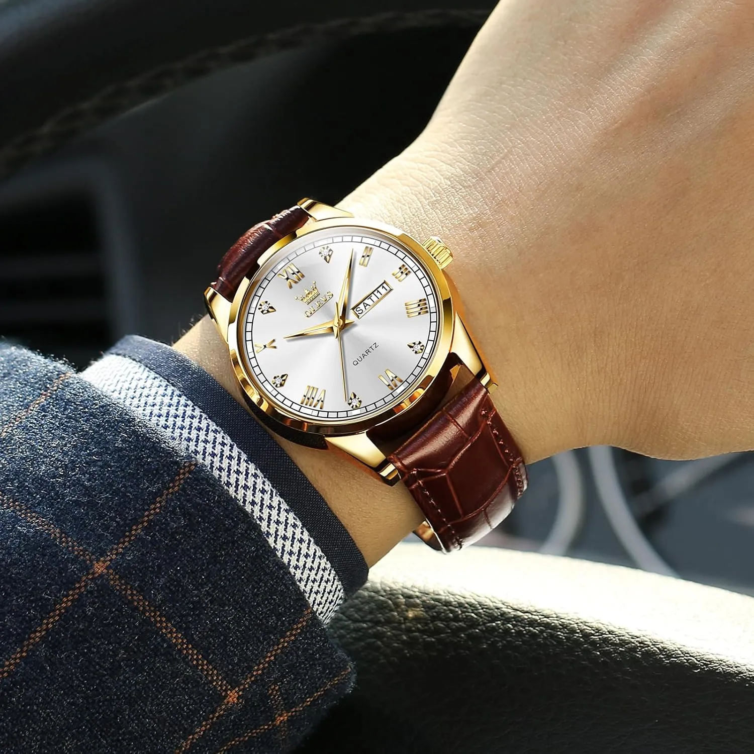 Easy to Read Three-Hand Analog Stainless Steel Watches for Men, Minimalist Day deteriorate nutrition wildlife college Date Waterproof Luminous Mens Quartz Wristwatch Men's Casual Leather Watch, 