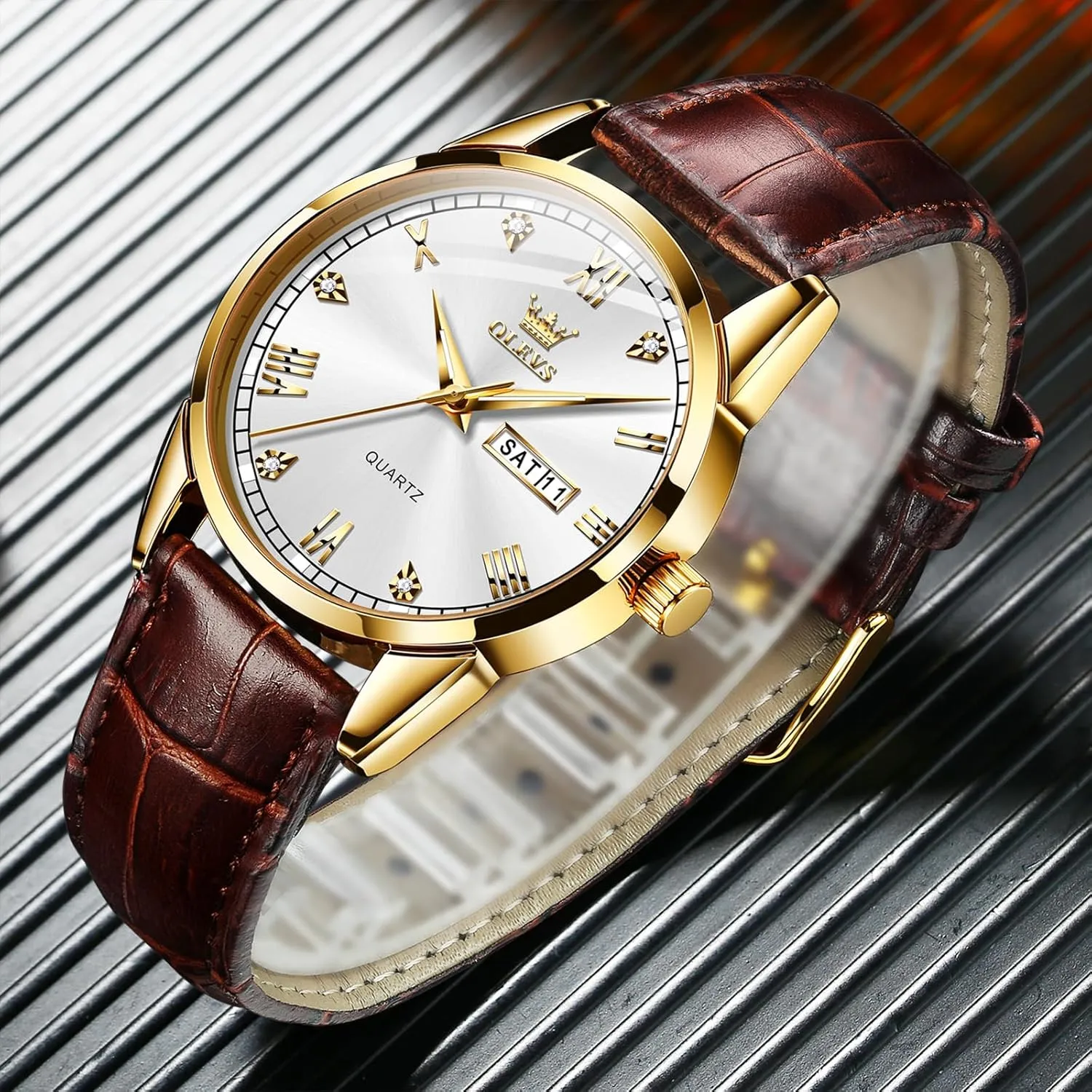 Easy to Read Three-Hand Analog Stainless Steel Watches for Men, Minimalist Day deteriorate nutrition wildlife college Date Waterproof Luminous Mens Quartz Wristwatch Men's Casual Leather Watch, 