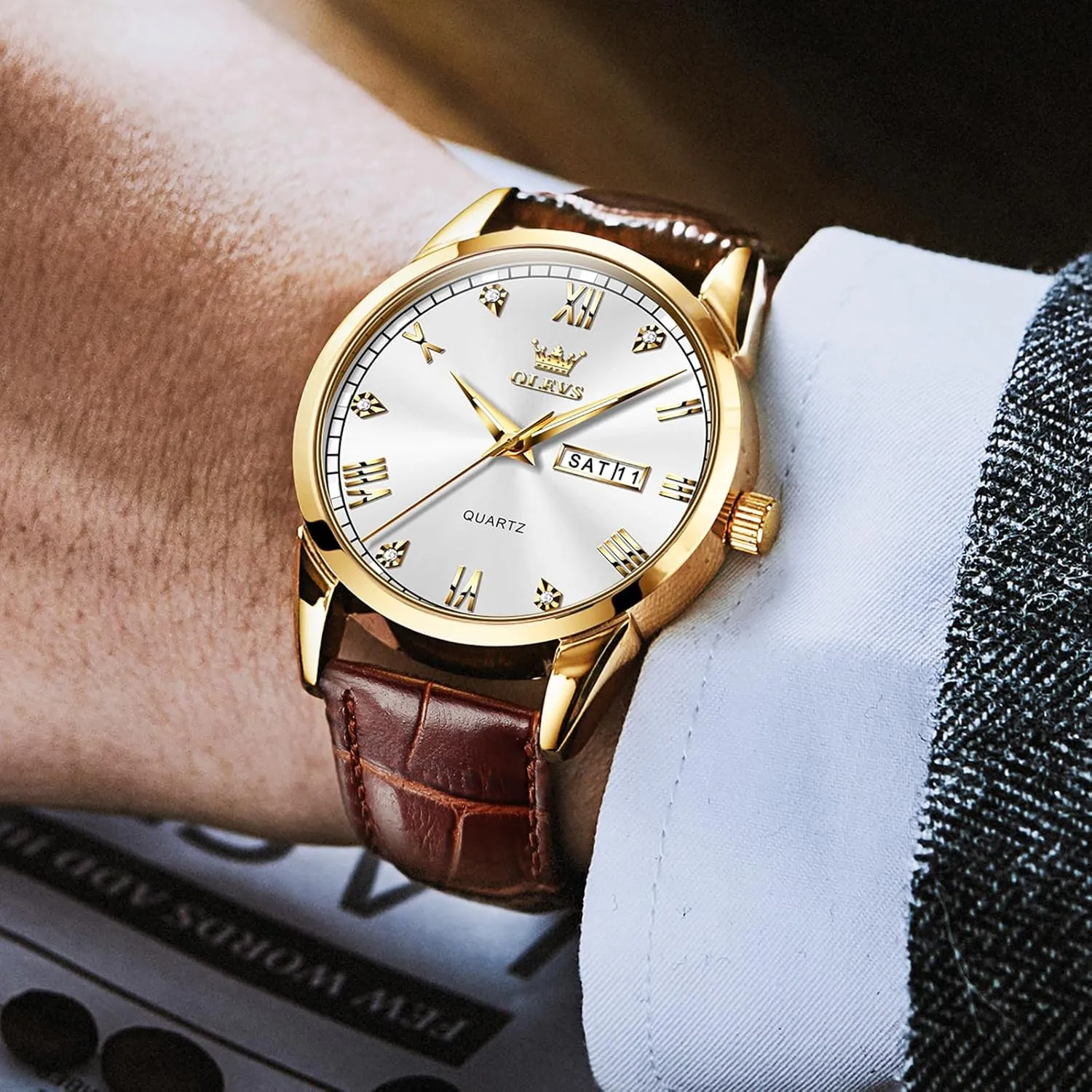 Easy to Read Three-Hand Analog Stainless Steel Watches for Men, Minimalist Day deteriorate nutrition wildlife college Date Waterproof Luminous Mens Quartz Wristwatch Men's Casual Leather Watch, 