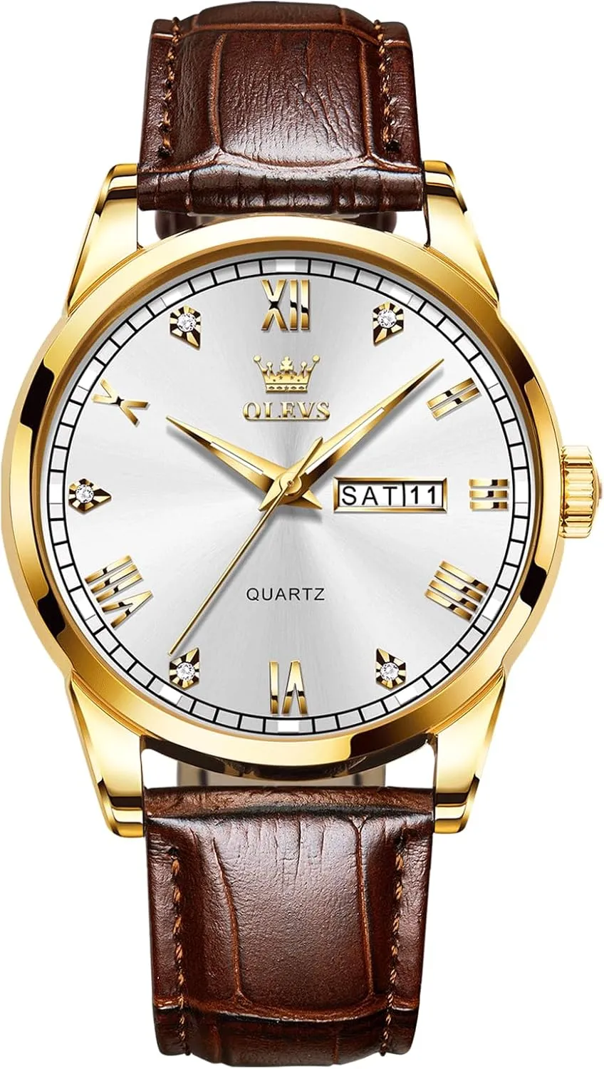 Easy to Read Three-Hand Analog Stainless Steel Watches for Men, Minimalist Day deteriorate nutrition wildlife college Date Waterproof Luminous Mens Quartz Wristwatch Men's Casual Leather Watch, 