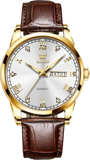 Easy to Read Three-Hand Analog Stainless Steel Watches for Men, Minimalist Day deteriorate nutrition wildlife college Date Waterproof Luminous Mens Quartz Wristwatch Men's Casual Leather Watch, 