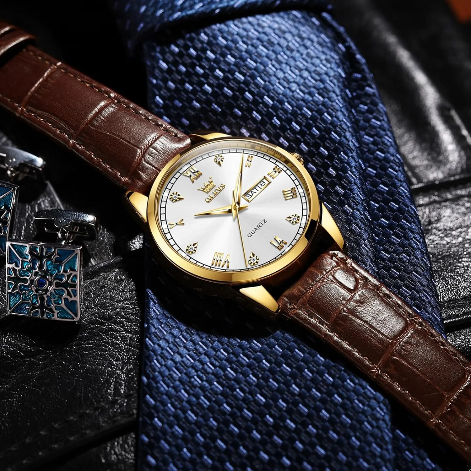 Easy to Read Three-Hand Analog Stainless Steel Watches for Men, Minimalist Day deteriorate nutrition wildlife college Date Waterproof Luminous Mens Quartz Wristwatch Men's Casual Leather Watch, 