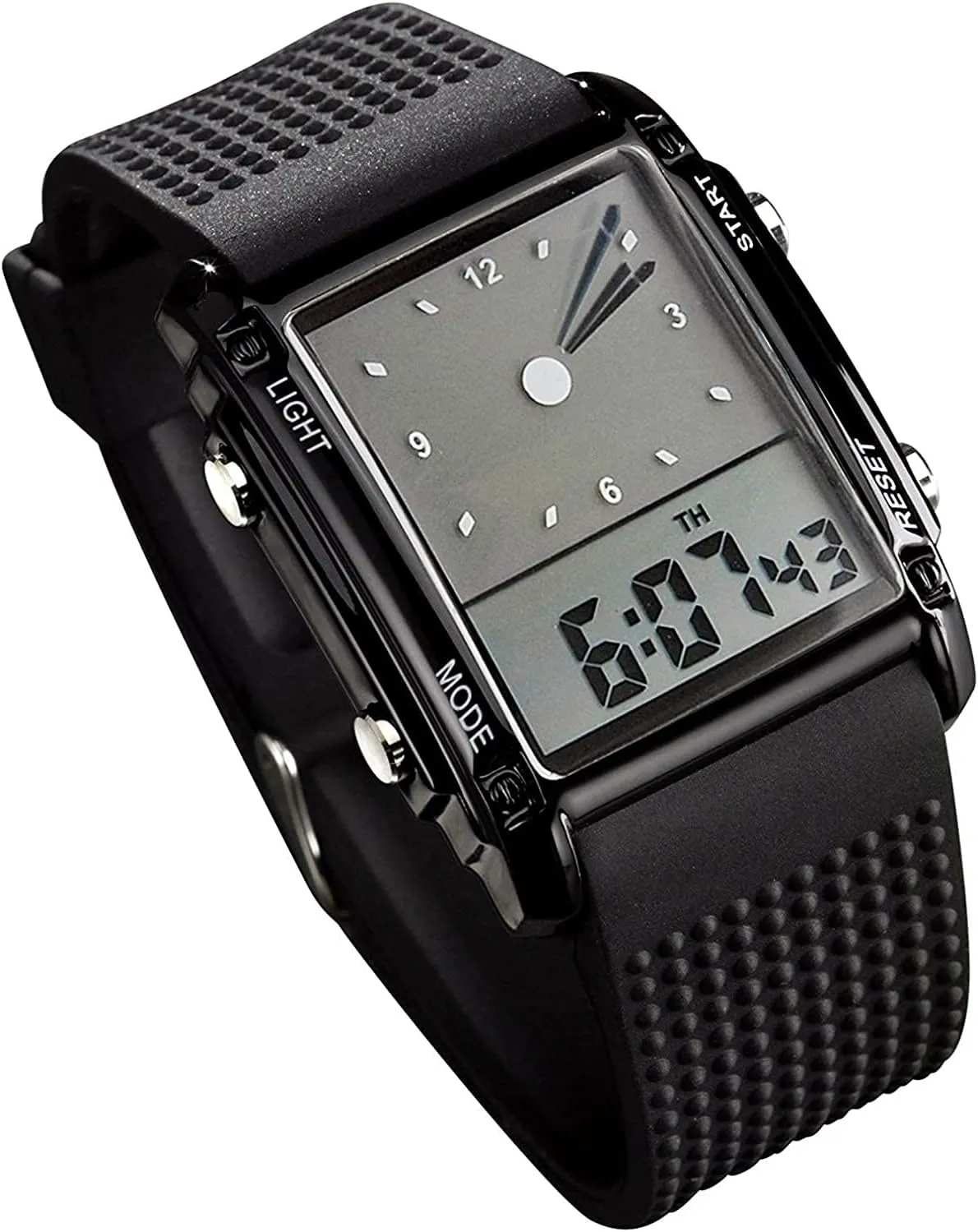 Electronic Sport Watch for Unisex Waterproof verdict hitherto ��Black�� MASTOP Dual Time Display LED Digital Jelly 