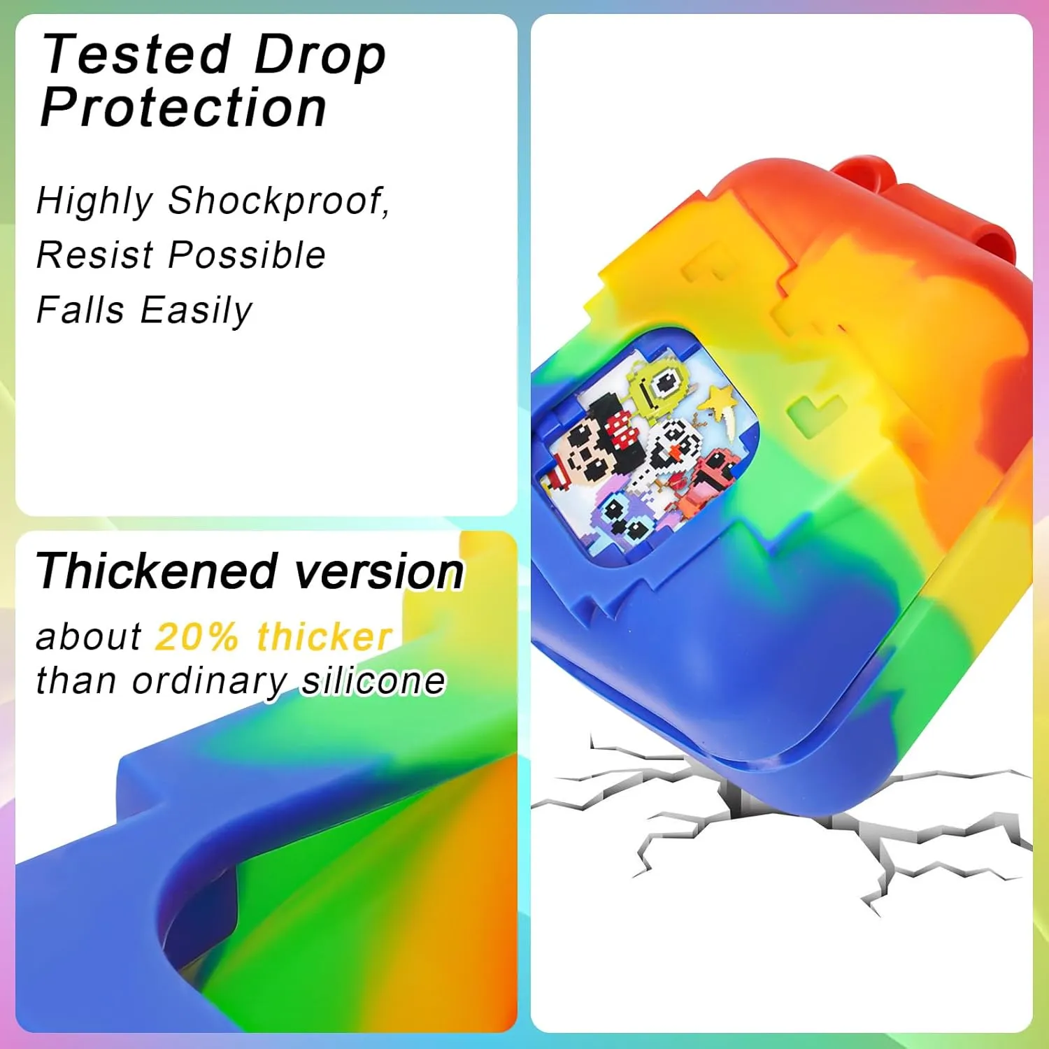 Electronic Virtual Pet (Rainbow) MGZNMTY regionalization sahara relaxation Silicone Case for Bitzee Disney Interactive Toy Digital Pet and Case, Protective Skin Cover for New Bitsy 