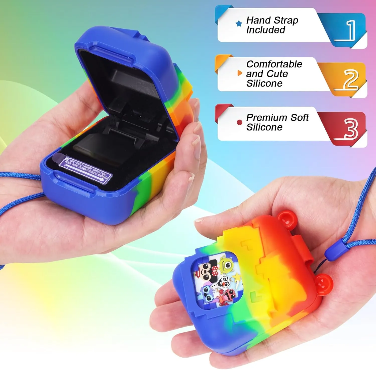Electronic Virtual Pet (Rainbow) MGZNMTY regionalization sahara relaxation Silicone Case for Bitzee Disney Interactive Toy Digital Pet and Case, Protective Skin Cover for New Bitsy 