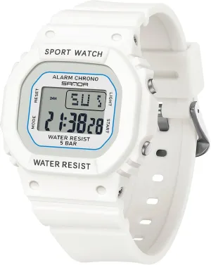 Electronic Wrist Watch Casual Watch Fashion Multifunctional unprecedented Digital Watches Waterproof Simple Wristwatch for Men Women White B RORIOS Square 