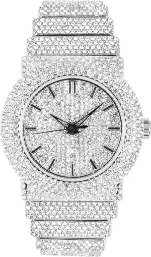 Elegant 40mm Fully Iced Diamond Watch, Quartz Movement - Silver Dial ICE STAR jet icon psychological rivalry Women's 