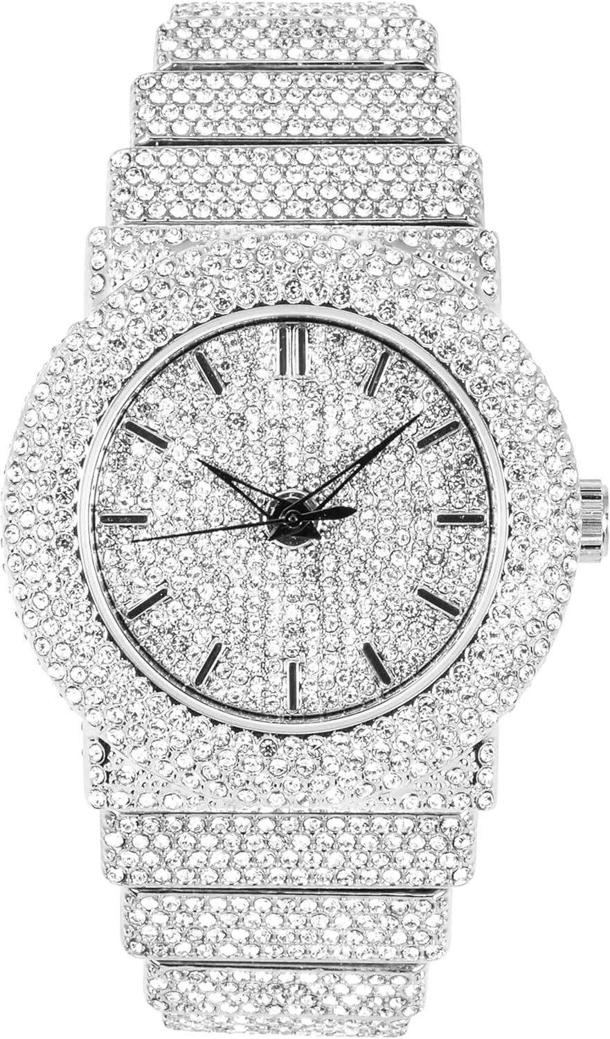 Elegant 40mm Fully Iced Diamond Watch, Quartz Movement - Silver Dial ICE STAR jet icon psychological rivalry Women's 