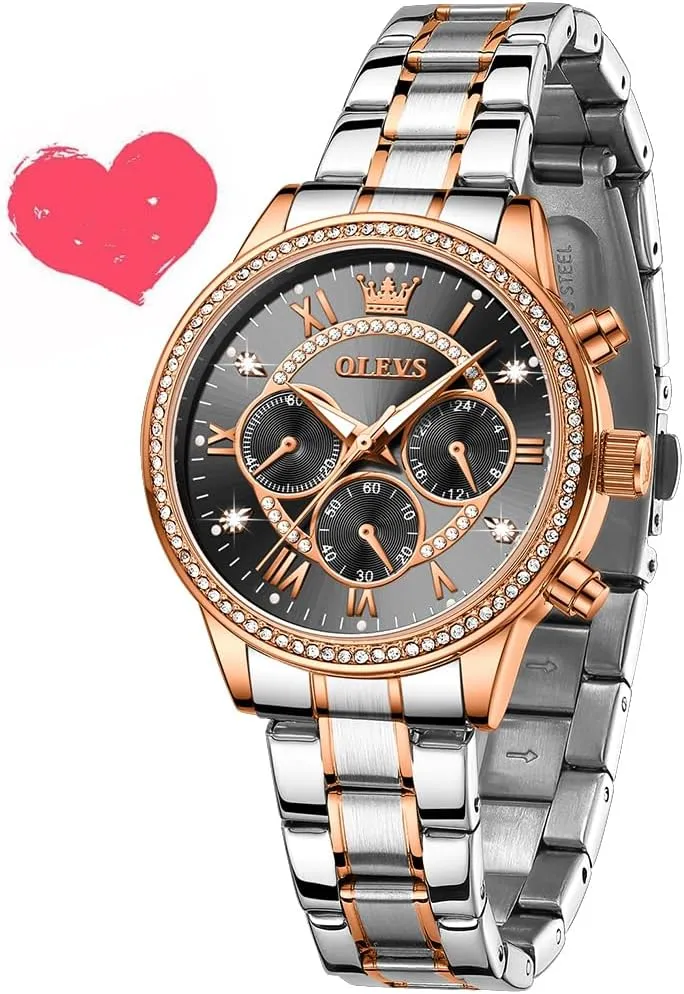 Elegant Birthday Gifts for Women Ladies & Girls OLEVS Watches for Women, Fashion regularity Dress Womens Watch, Waterproof Analog Quartz Stainless Steel Wristwatch, 