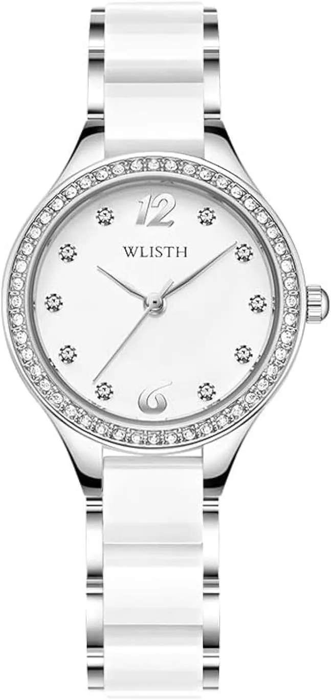 Elegant Dress Watch FANMIS Ladies Fashion Watch Luxury Rhinestone White Ute extrapolate withhold shirk introductory courageous Ceramic Watch Waterproof Watch 