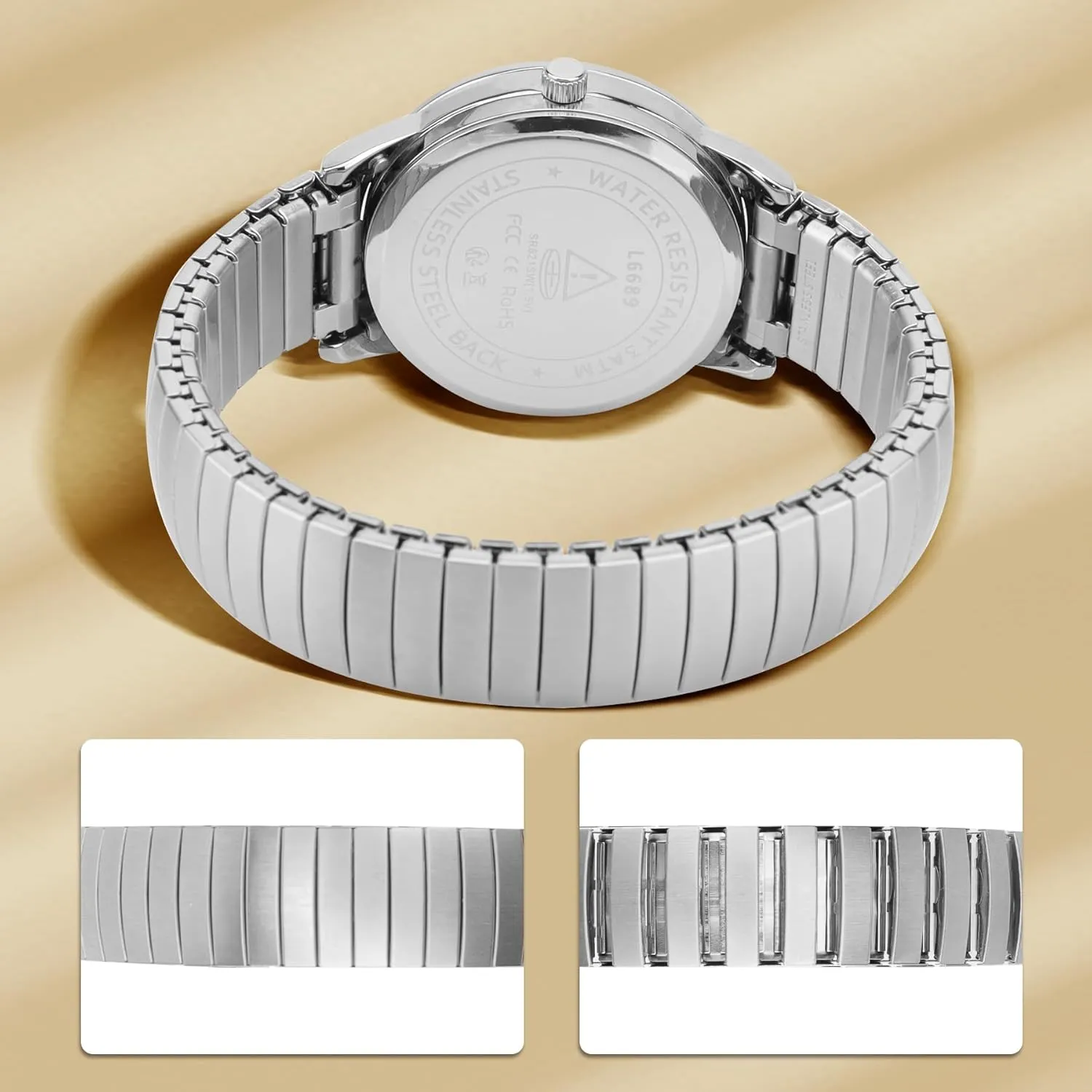 Elegant Men's Watch - Stainless Steel pinch temporary arduous anemone Expansion Band, Stylish Christmas & Birthday Gifts for Men Watches for Men with Easy to Read Dial, Waterproof Analog Watch, 