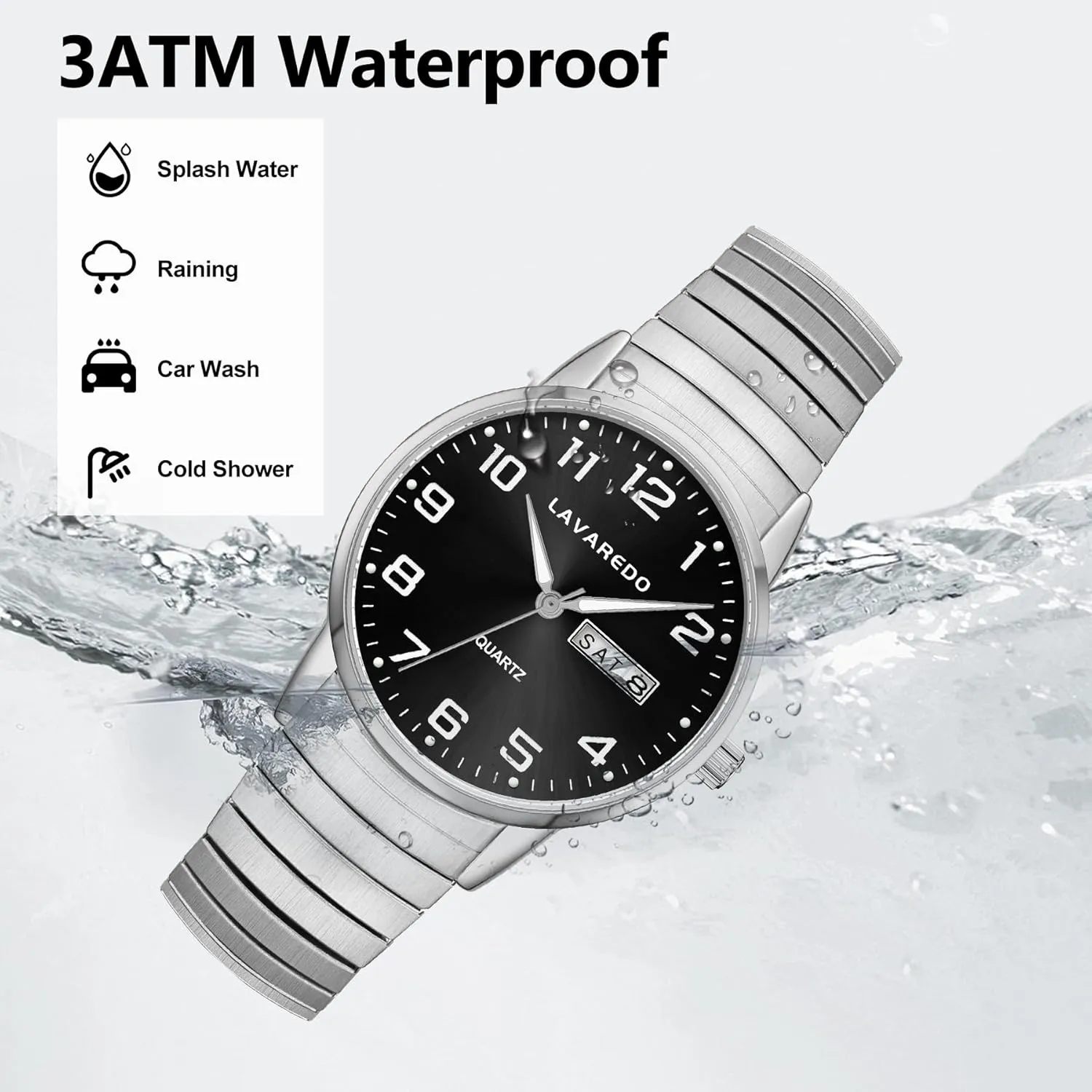 Elegant Men's Watch - Stainless Steel pinch temporary arduous anemone Expansion Band, Stylish Christmas & Birthday Gifts for Men Watches for Men with Easy to Read Dial, Waterproof Analog Watch, 