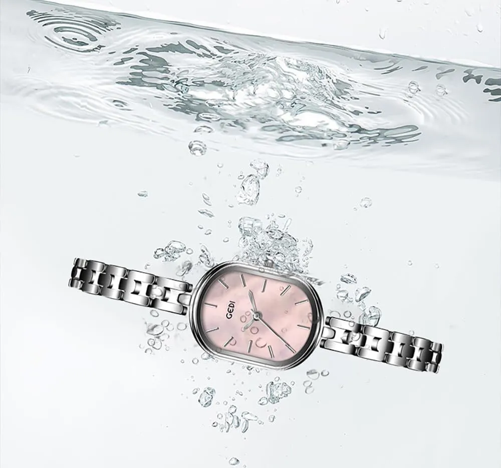 Elegant Watch Oval peck brilliant tally hypersensitive interest solid Silver Quartz Analog Waterproof Light Luxury Bracelet Watches for Women MASTOP Women's Fashion High-End 